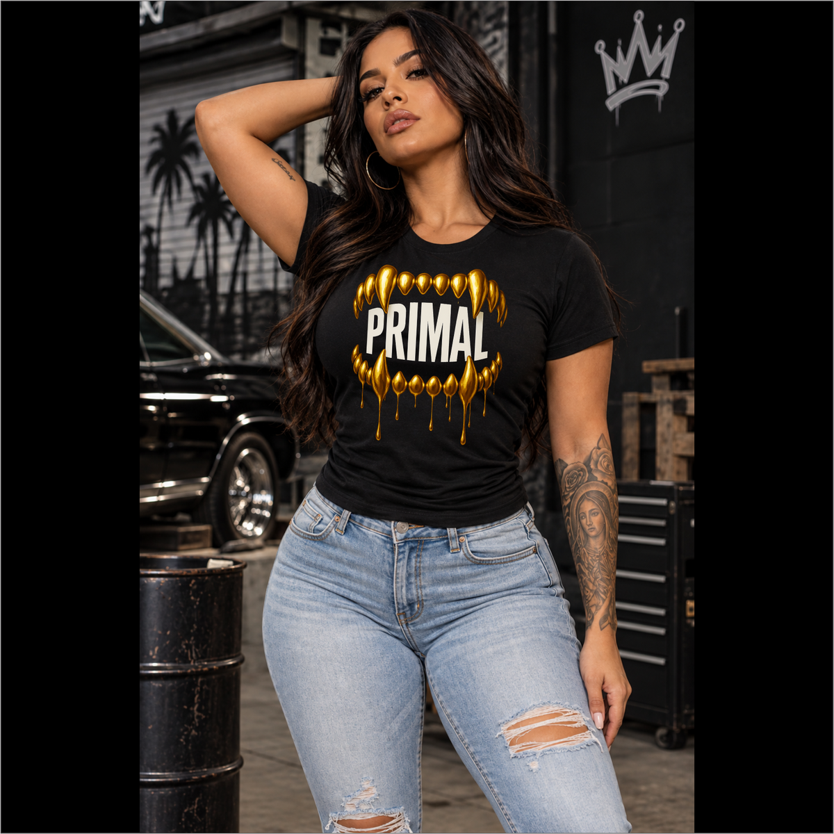 Ladies Drip Gold Grill Fitted Tri-blend Tee