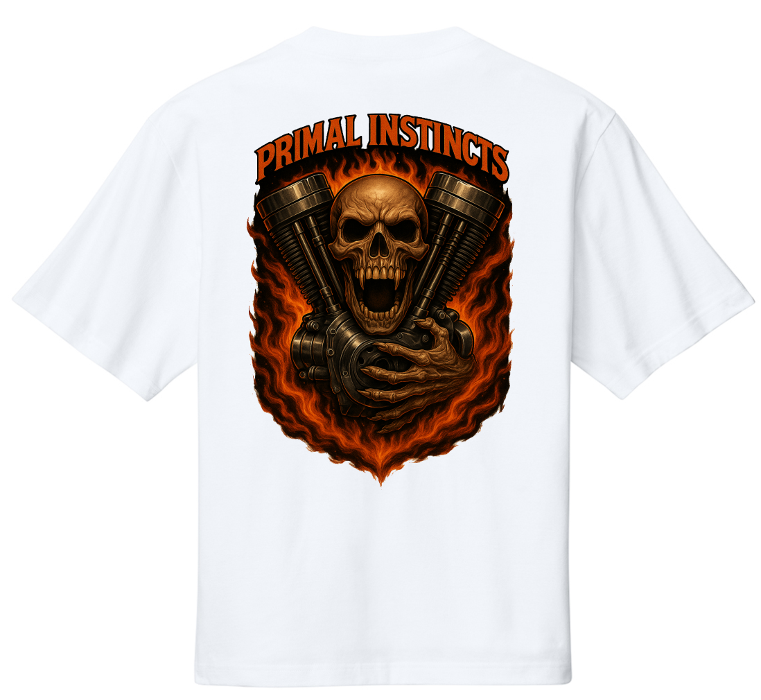 Fire Skull V8 Drop-Shoulder Tee