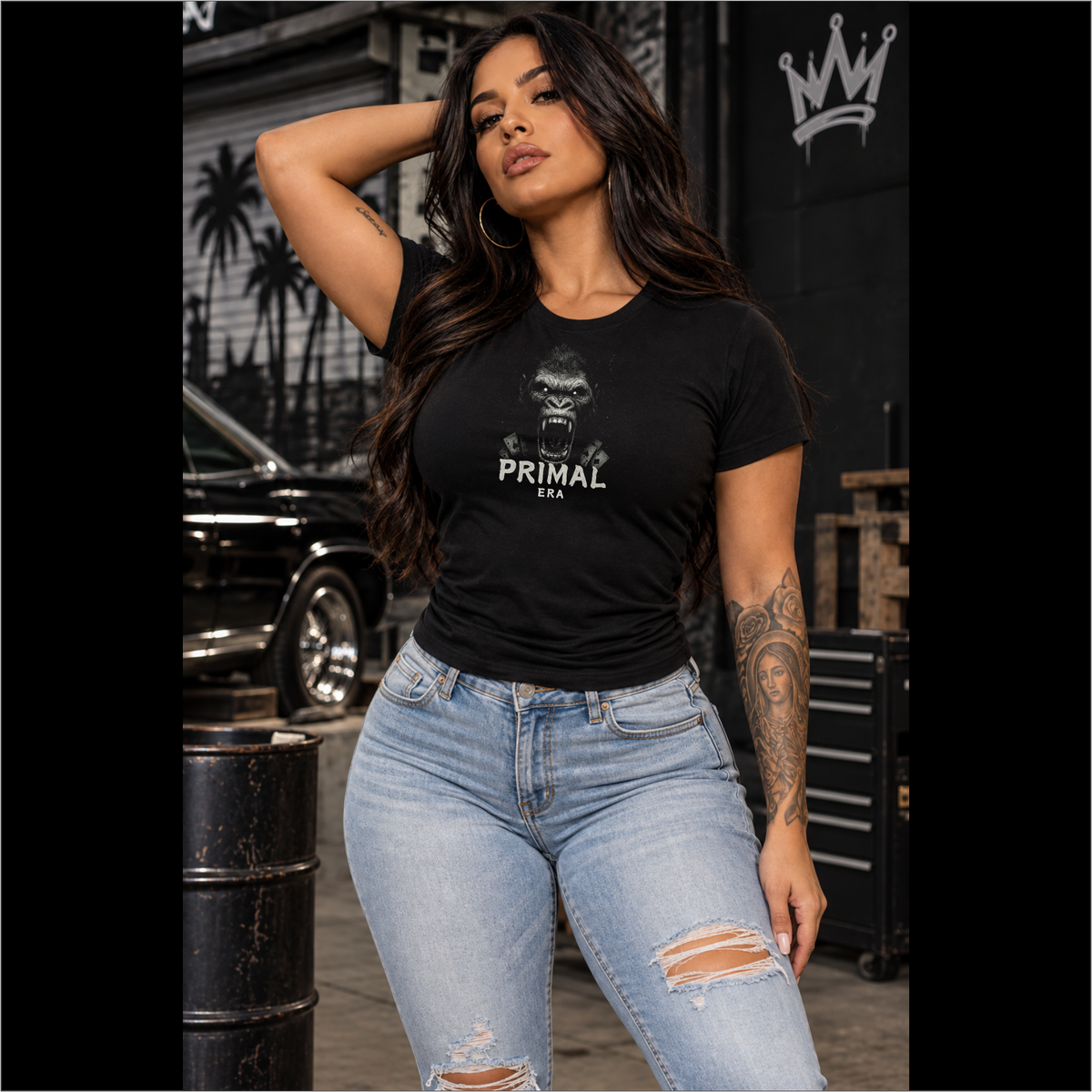 Ladies Gambling Gorilla Fury Fitted Tri-blend Tee