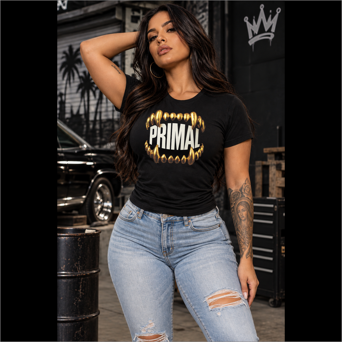 Ladies Gold Grill Fitted Tri-blend Tee