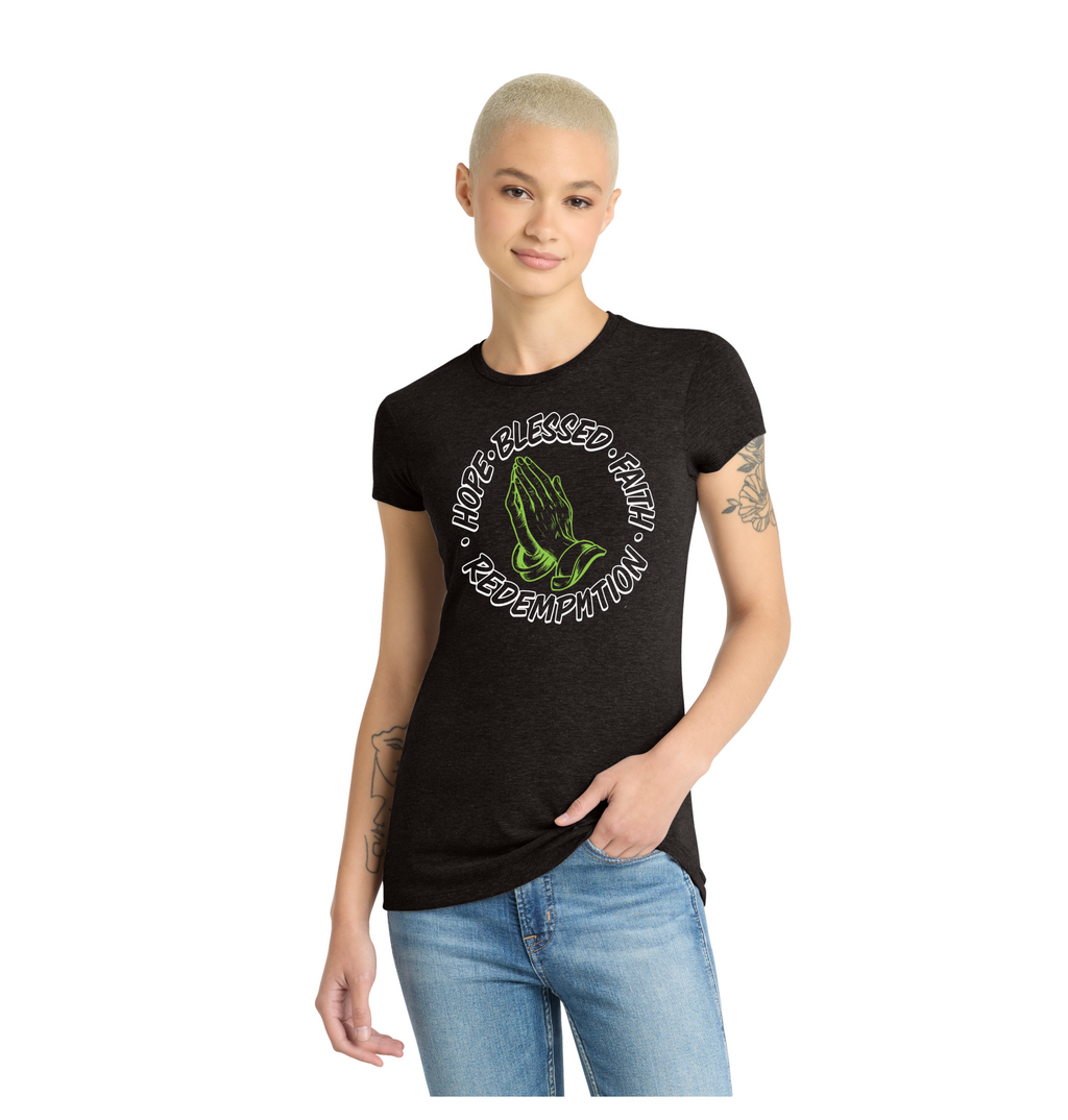 Ladies Praying Hands Fitted Tri-blend Tee