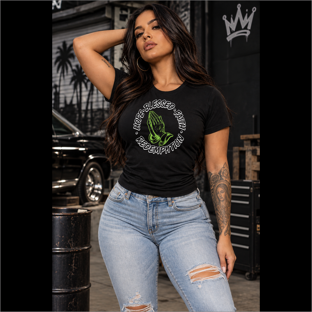Ladies Praying Hands Fitted Tri-blend Tee